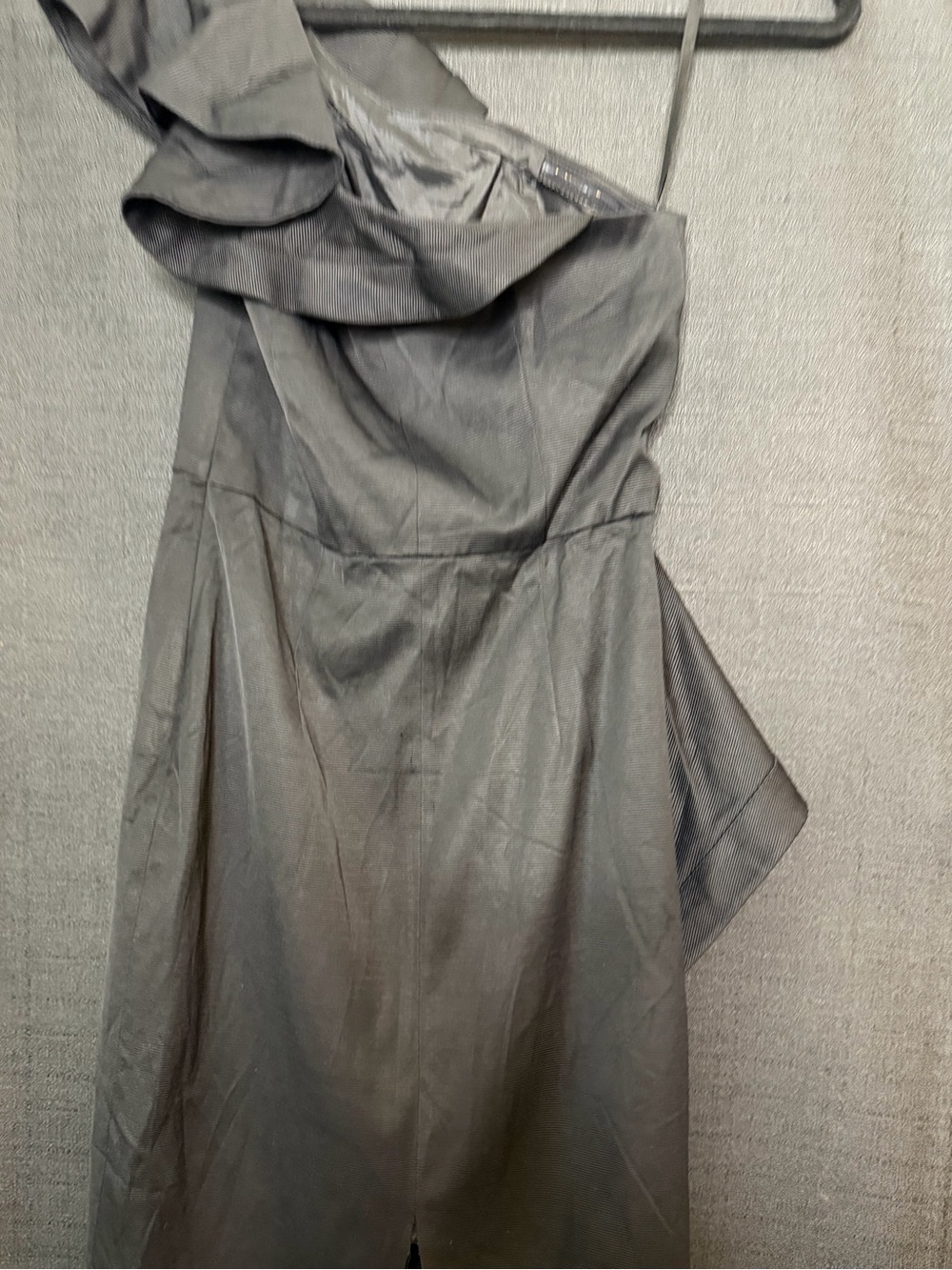 White House Black Market One-Shoulder Ruffle Dress in black